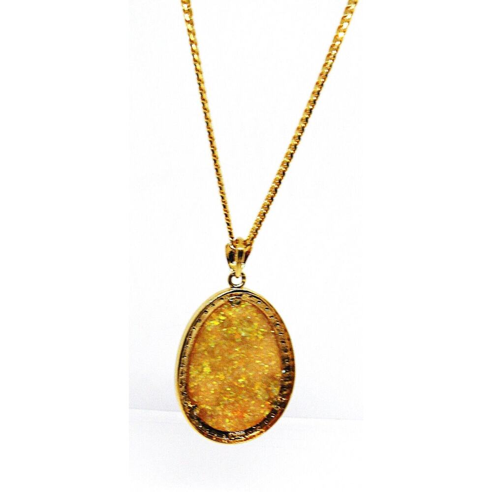 NADRI 2.75" Pendant 10K GF Gold Birds CZs Sparkly Background 10K GF 24" Chain - Picture 3 of 3